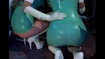 video ラテックスランジェリーと手袋の看護師との三人組 sex