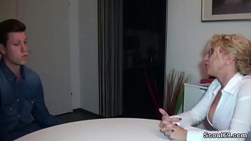 video koquzmape horny mom helps young boy with his first fuck sex