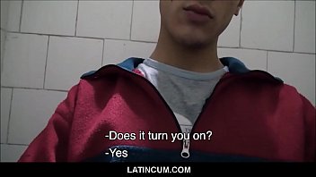 video straight latino boy wakes up to gay guy offering cash in bathroom stall pov sex