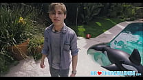 video twink step brother teaching threesome with two older jock step brothers by pool sex