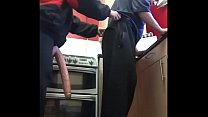 video bisexual guy films himself getting his ass pegged with a large dildo by masked girlfriend in the kitchen sex