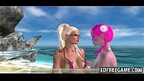 video две сексуальные пляжные лесбиянки с большими сиськами 3d трахаются друг с другом sex