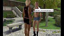 video две сексуальные блондинки и брюнетки 3d делят член sex