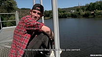 video hairy twink cums on the interviewers chest while he gets his ass rammed by his thick cock bigstr sex