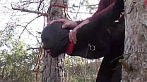 video модельсводная сестра лауры на каблуках связана в лесу в маске с капюшоном и с кляпом во рту безжалостно трахнута sex