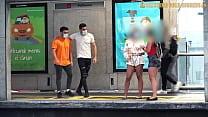 video والبكاء meeting two hot ass babes at bus stop ends in incredible foursome back home sex