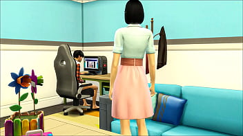 video asian stepmom catches virgin stepson masturbating in front of computer and worries about helping him have sex with sex