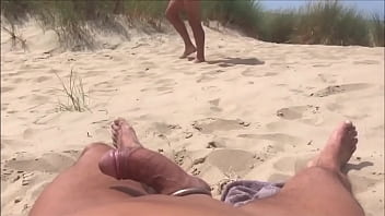 video showing off on the beach while people walk by jerking off and cum full on red sex