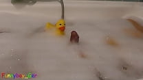 video the duck and the cock bathtub play with soft and a little bit hard cock sex
