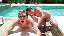 video pool party turns into a wild ass fucking marathon as the two stepbrothers taylor reign and jack bailey start sex