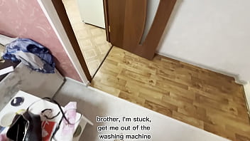 video сводная сестра застряла в стиральной машине и я впервые выебал ее в анал sex