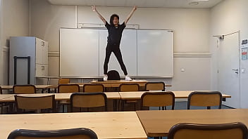 video twink student jon arteen goes to school to do a sexy dance before a striptease on the teachers desk in a classroom sex