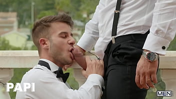 video allen king kneels down to greedily suck on sir peters long thick dick before taking a ride on it papi sex