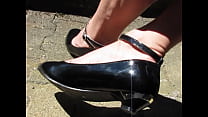 video in black patent ankle straps isabellesandrines shows her pretty feet in public sex