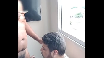 video black stepdad fucks fat white boy without bed in the apartment window with the entire condominium watching sex