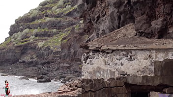video of influencer fucks on the cliffs with two hands in her ass sex